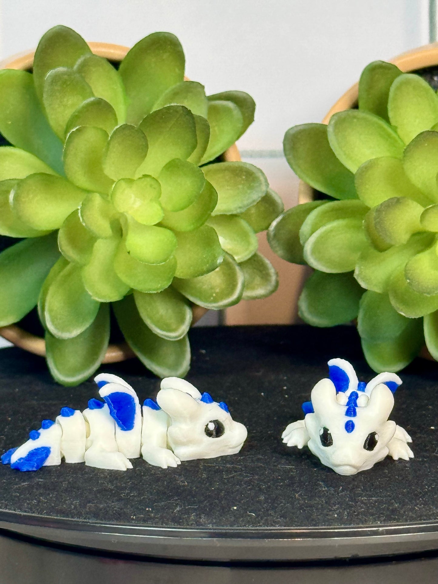 Dragon (White and Blue) • Mini 3D Printed Articulated Animal • Flexi Animals • Pocket Pets • Pocket Pals • Desk Pets