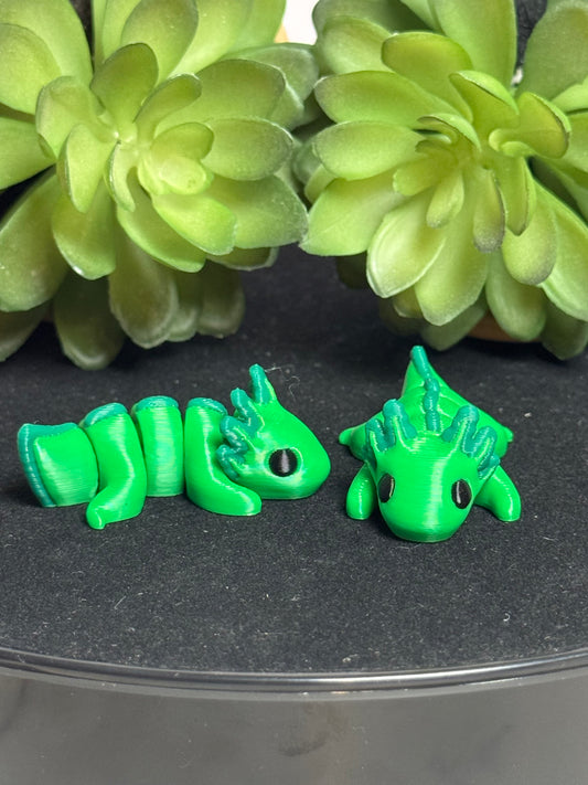 Axolotl (Green) • Mini 3D Printed Articulated Animal • Flexi Animals