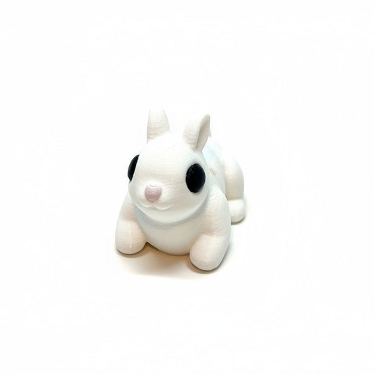 Bunny Sitting Down (White) • Mini 3D Printed Articulated Animal • Flexi Animals • Easter • Pocket Pets • Pocket Pals • Desk Pets [#83]*