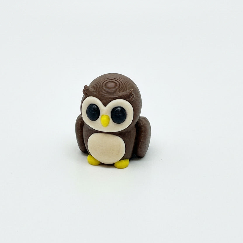 Owl (Brown) • Mini 3D Printed Articulated Animal • Flexi Animals • Pocket Pets • Pocket Pals • Desk Pets [2025]