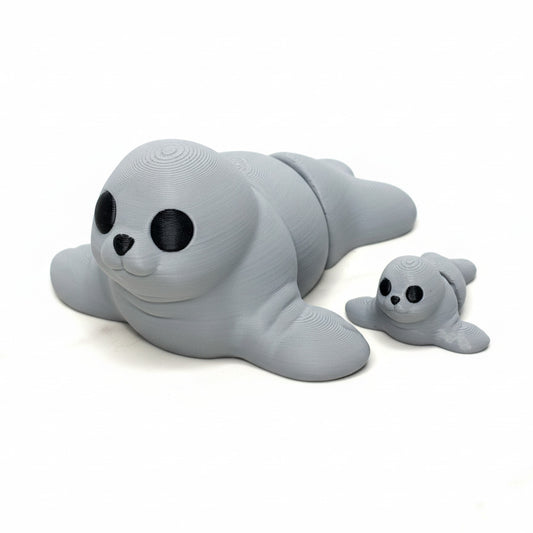 Seal (Grey) • Articulated *Larger* Animals • 3D Printed Articulated Animal • Flexi Animals • Pocket Pets • Pocket Pals • Desk Pets [#51]