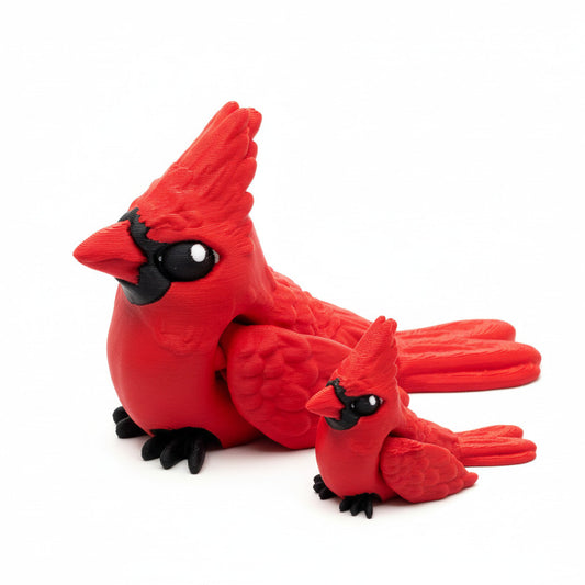 Cardinal (Red) • Bird • Articulated *Larger* Animals • 3D Printed Articulated Animal • Flexi Animals • Pocket Pets • Pocket Pals • Desk Pets
