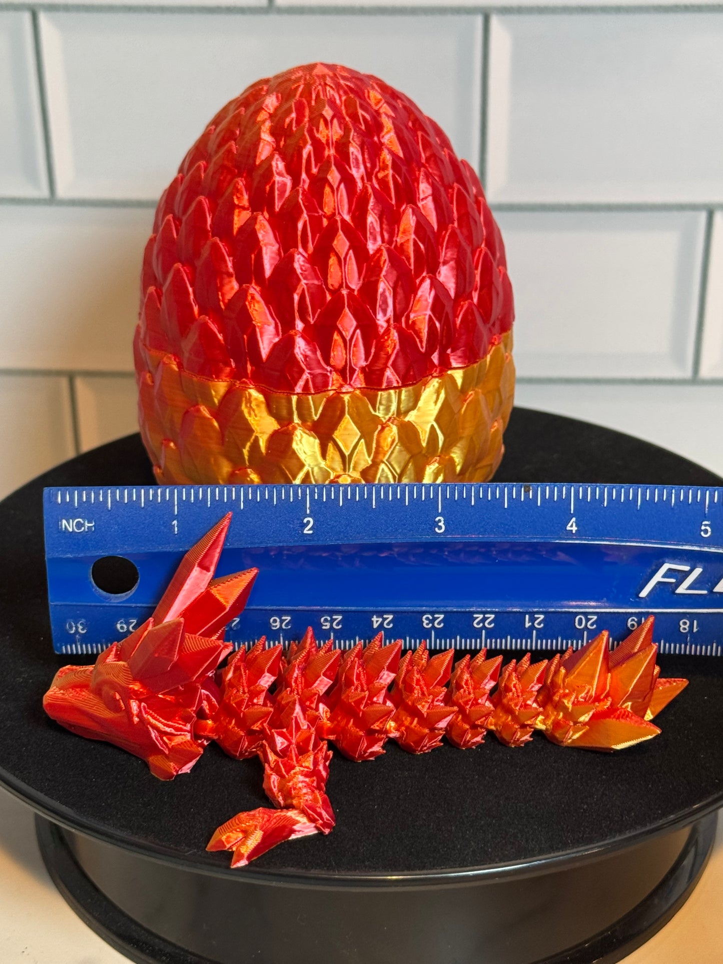 Matching Articulated Dragon + Egg • Flexi Dragon • Articulated • [Red/Gold]