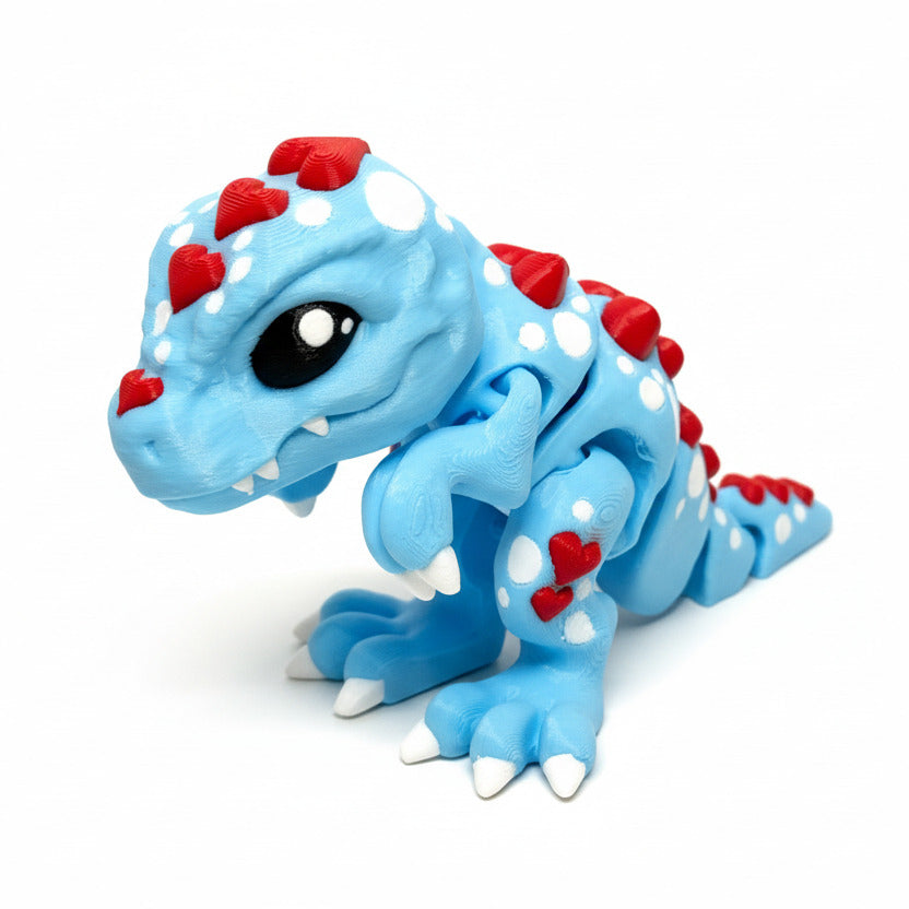 T-Rex Love Dinosaur (Roughly 3 Inches Tall) (Blue + Red) • Valentine's Day • Articulated Dinosaur • Flexi Animal • Pocket Pets • Desk Pets*