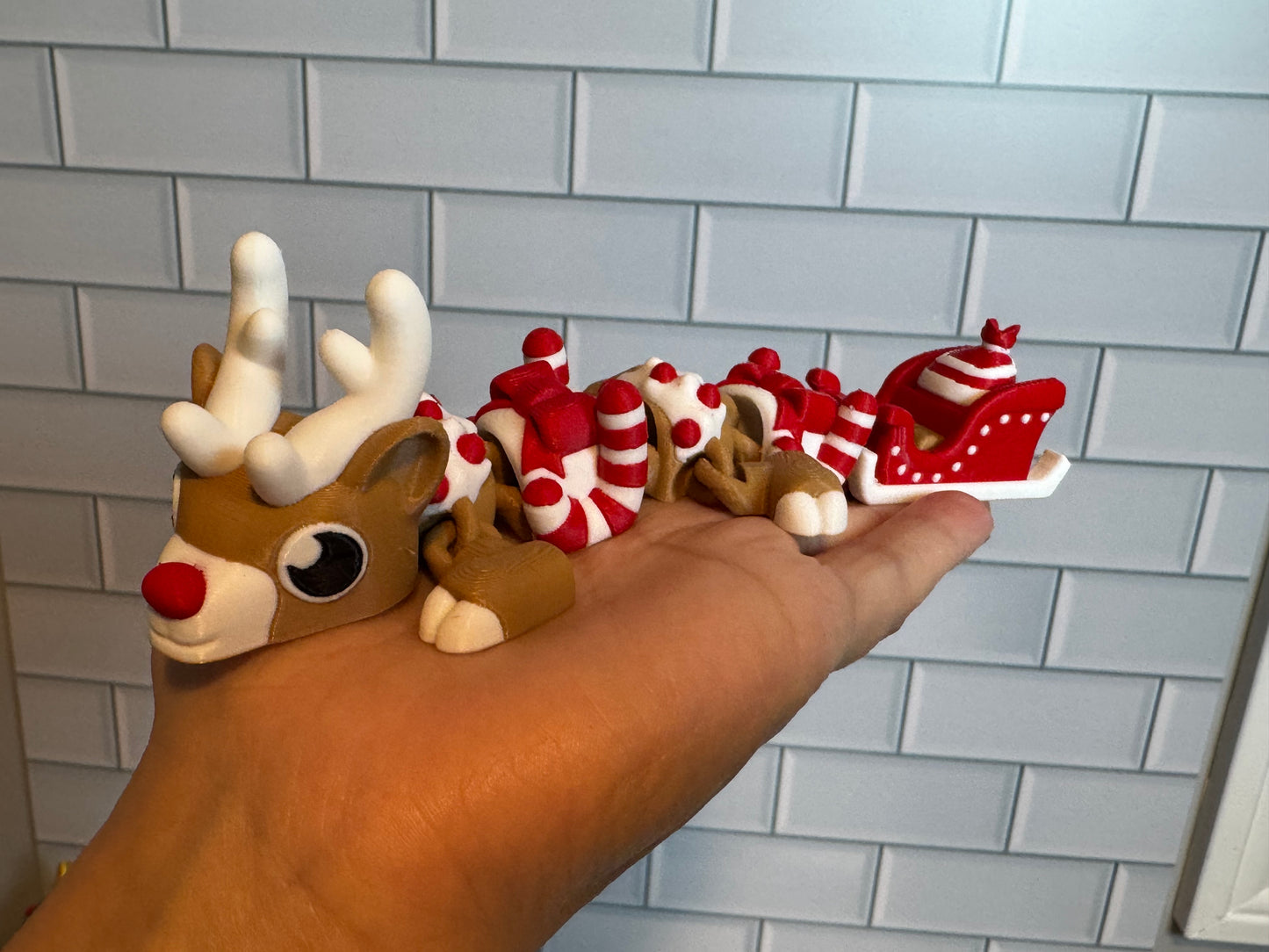 Red Nose Reindeer Mini Dragons (Roughly 6 Inches) • Christmas • Articulated Dragons • Flexi Dragon