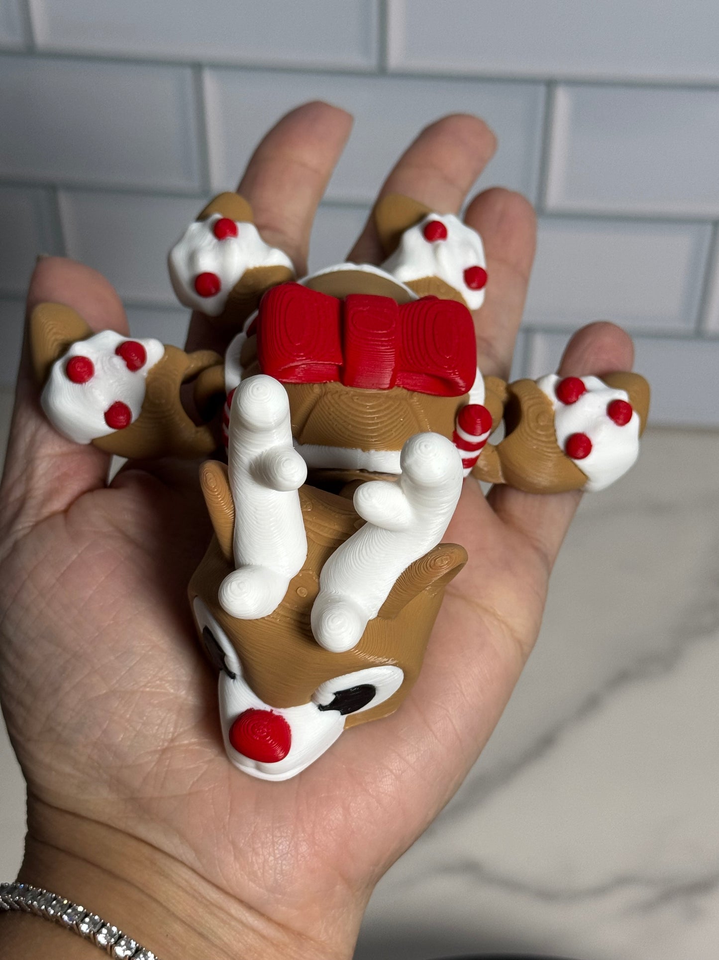 Red Nose Reindeer Articulated Turtle • Articulated Turtle • Flexi Turtle