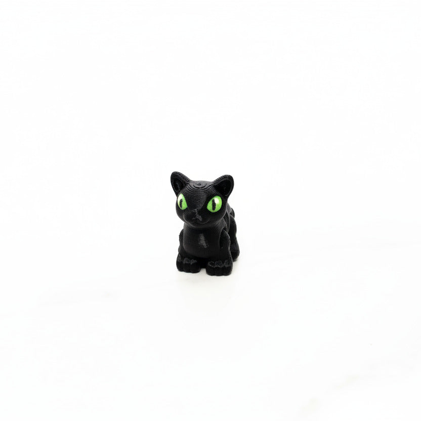Cat (Black) • Mini 3D Printed Articulated Animal • Flexi Animals • Halloween