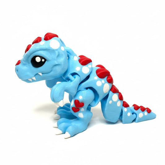 T-Rex Love Dinosaur (Roughly 3 Inches Tall) (Blue + Red) • Valentine's Day • Articulated Dinosaur • Flexi Animal • Pocket Pets • Desk Pets*