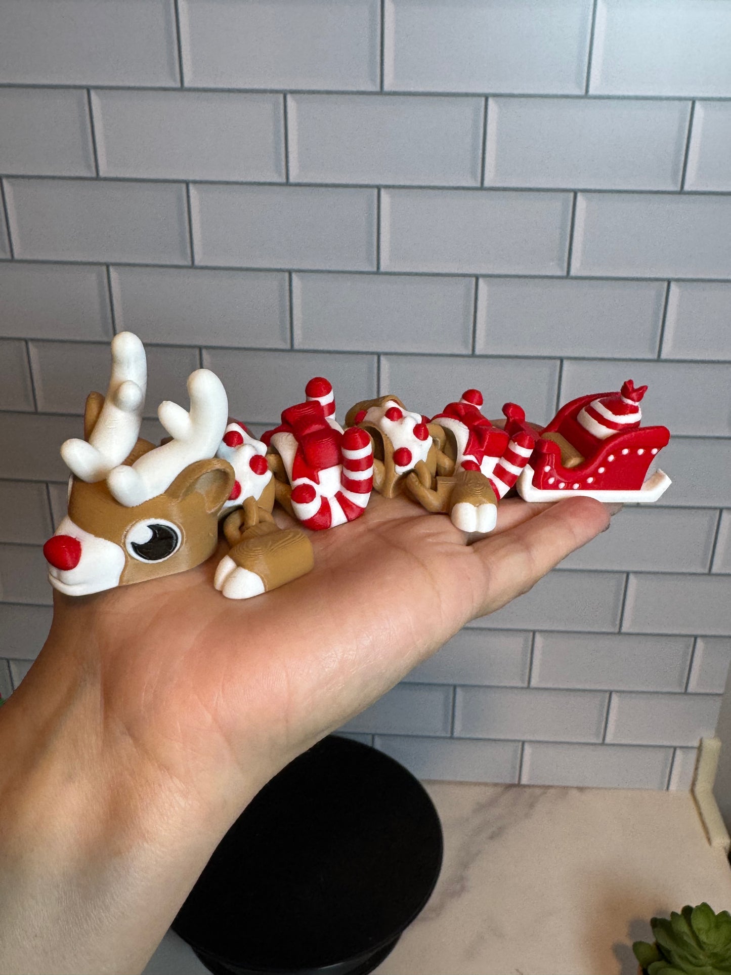 Red Nose Reindeer Mini Dragons (Roughly 6 Inches) • Christmas • Articulated Dragons • Flexi Dragon
