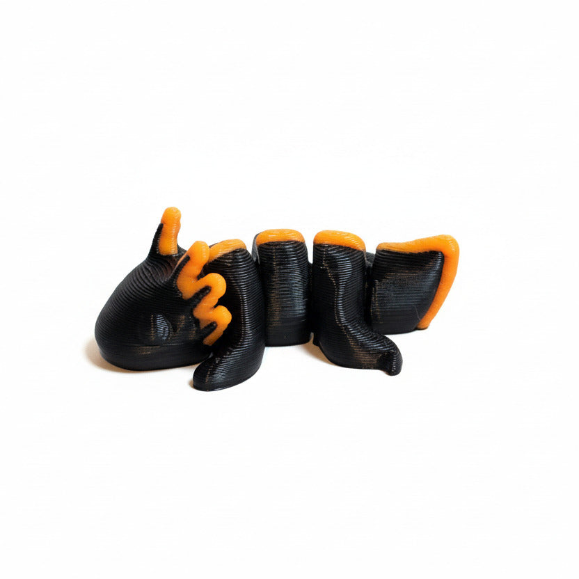 Axolotl (Black and Orange) • Mini 3D Printed Articulated Animal • Flexi Animals • Pocket Pets • Pocket Pals • Desk Pets [#29]*