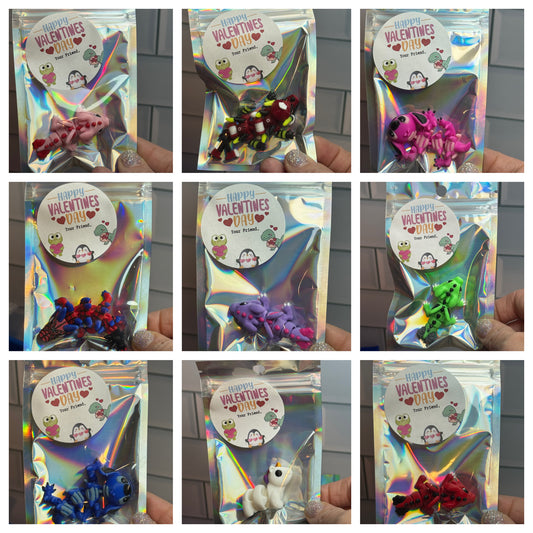 Valentine's Day • Classroom Favors • Party Favors • Mini 3D Printed Articulated Animals • Flexi Animals