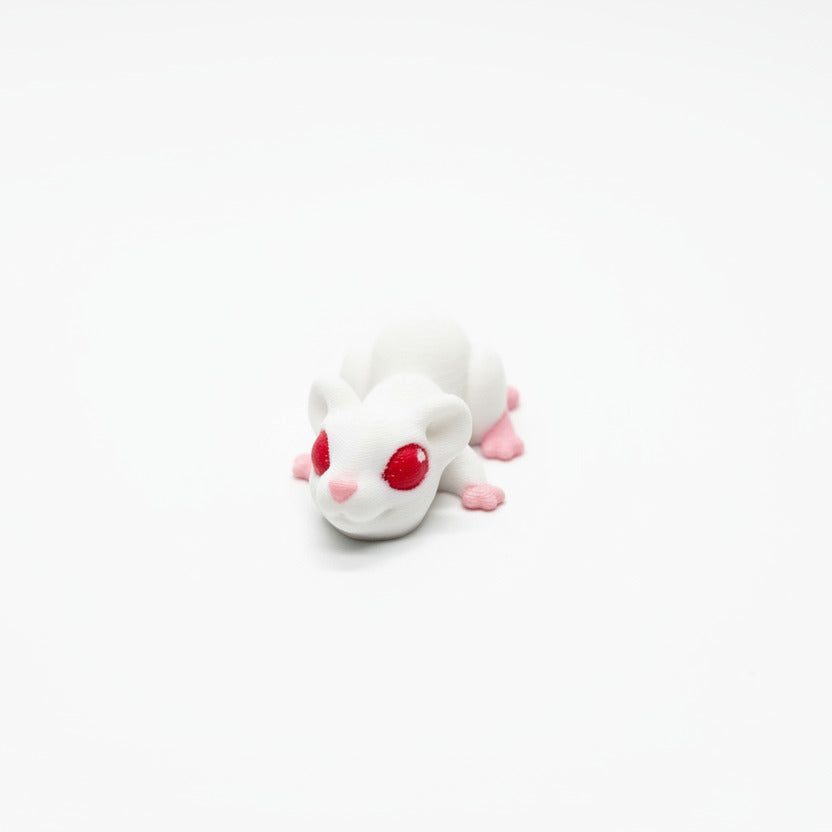 Rat (White with Red Eyes) • Halloween • Mini 3D Printed Articulated Animal • Flexi Animals • Pocket Pets • Pocket Pals • Desk Pets*