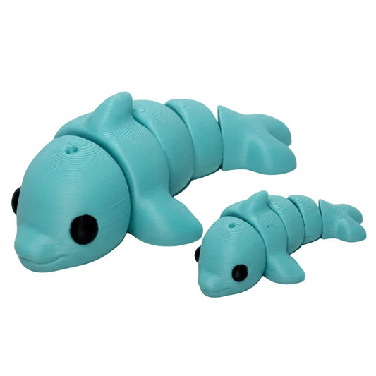 Dolphin (Blue) • Articulated *Larger* Animals • 3D Printed Articulated Animal • Flexi Animals • Pocket Pets • Pocket Pals • Desk Pets [#33]