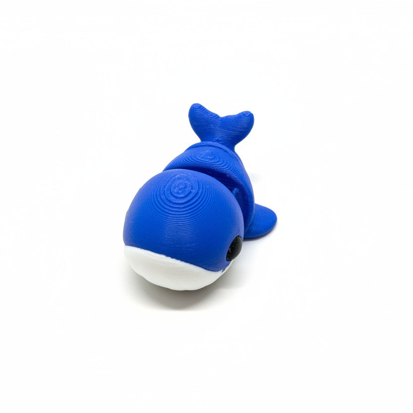 Whale (Blue/White) • Mini 3D Printed Articulated Animal • Flexi Animals • Pocket Pets • Pocket Pals • Desk Pets [2025]