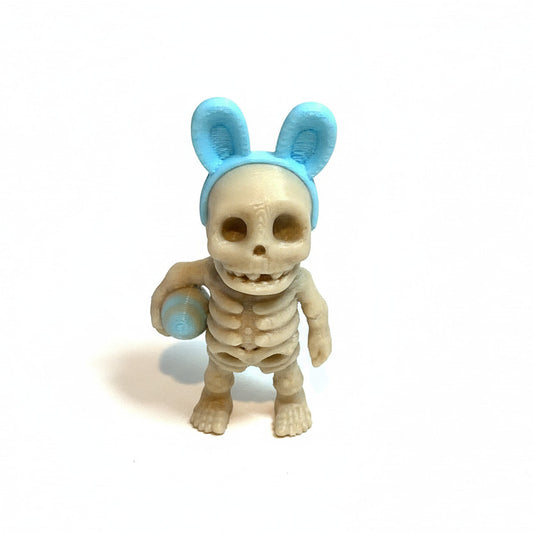 Easter Egg Skeleton (Blue Ears) • Mini 3D Printed Articulated Animal • Flexi Animals • Easter • Pocket Pets • Pocket Pals • Desk Pets [#79]