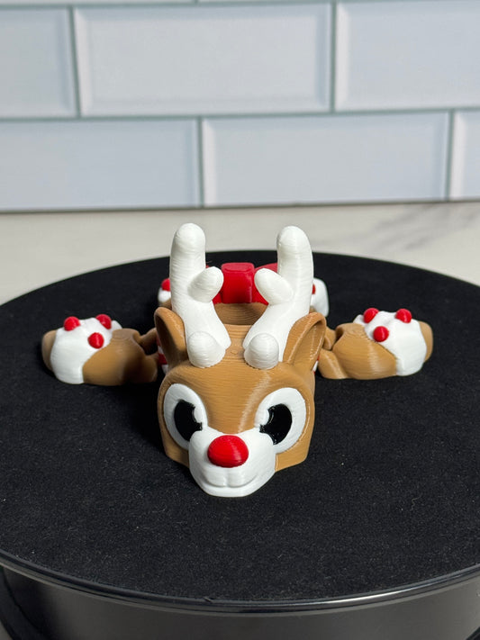 Red Nose Reindeer Articulated Turtle • Articulated Turtle • Flexi Turtle