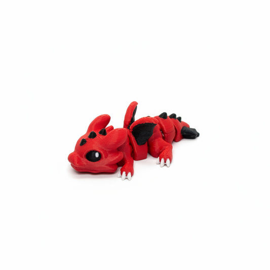 Dragon (Red and Black) • Mini 3D Printed Articulated Animal • Flexi Animals • Pocket Pets • Pocket Pals • Desk Pets*