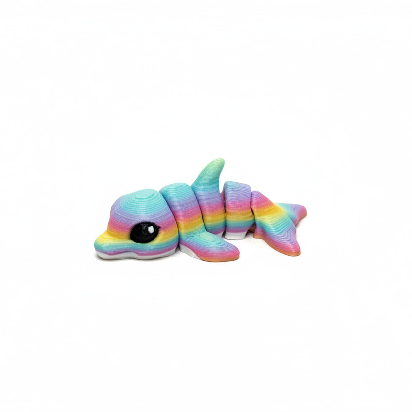Dolphin (Rainbow) • Mini 3D Printed Articulated Animal • Flexi Animals • Pocket Pets • Pocket Pals • Desk Pets*