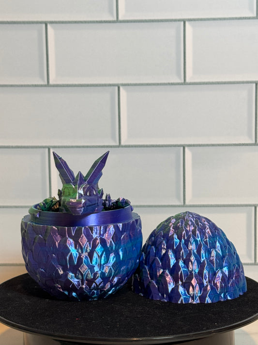 Matching Articulated Dragon + Egg • Flexi Dragon • Articulated • [Crngrw Purple + Blue + Yellow #4]
