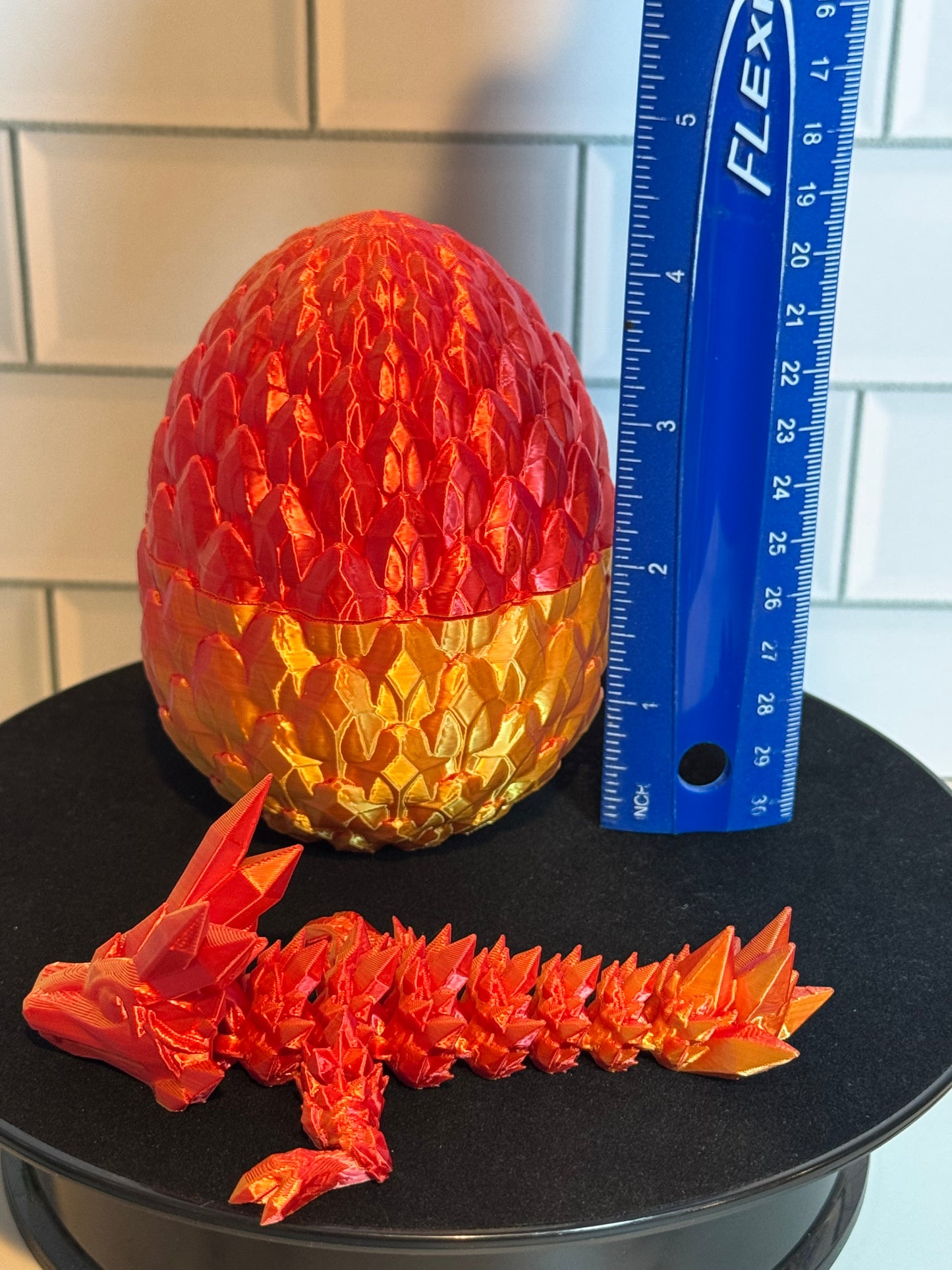 Matching Articulated Dragon + Egg • Flexi Dragon • Articulated • [Red/Gold]