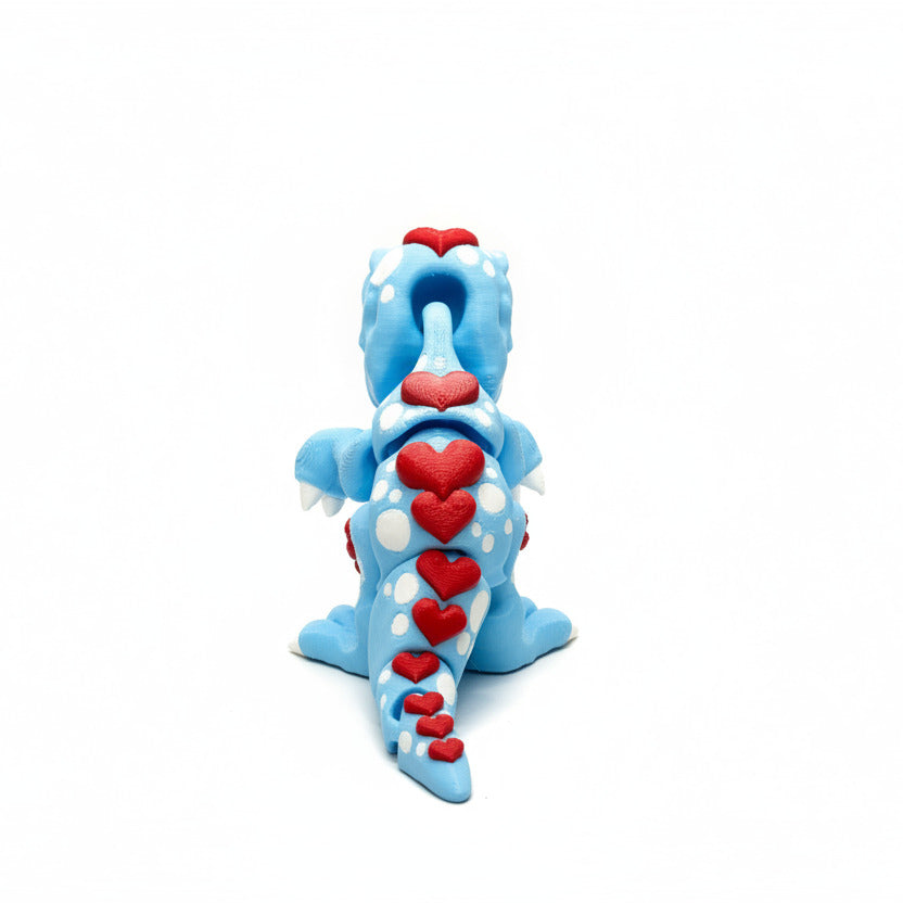 T-Rex Love Dinosaur (Roughly 3 Inches Tall) (Blue + Red) • Valentine's Day • Articulated Dinosaur • Flexi Animal • Pocket Pets • Desk Pets*