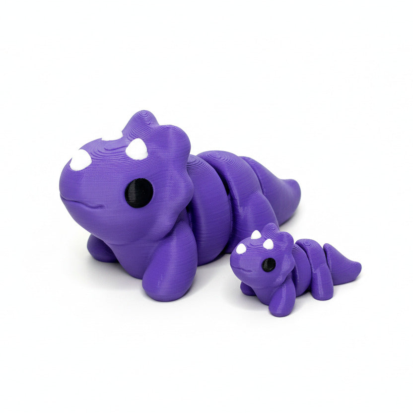Triceratops Dinosaur (Purple) • Articulated *Larger* Animals •3D Printed Articulated Animal • Flexi Animals • Pocket Pets • Pocket Pals • Desk Pets [#44]