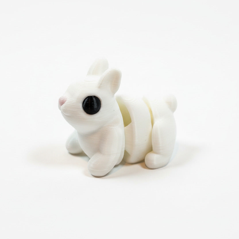Bunny Sitting Down (White) • Mini 3D Printed Articulated Animal • Flexi Animals • Easter • Pocket Pets • Pocket Pals • Desk Pets [#83]*