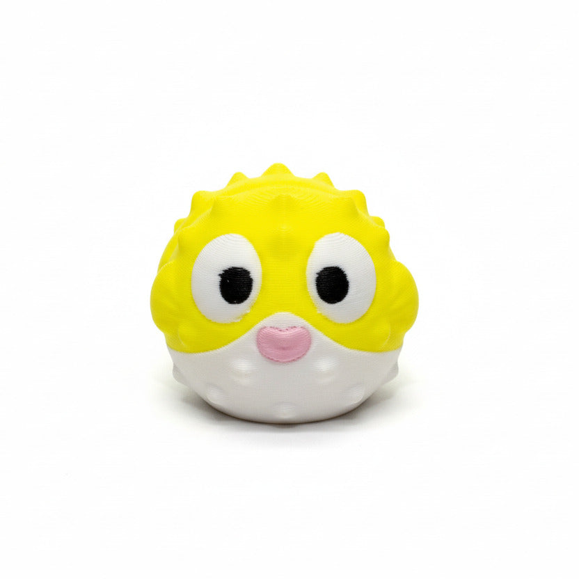 Puffer Fish (Yellow) • Mini 3D Printed Articulated Animal • Flexi Animals • Pocket Pets • Pocket Pals • Desk Pets