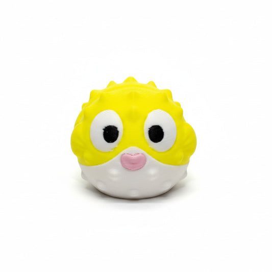 Puffer Fish (Yellow) • Mini 3D Printed Articulated Animal • Flexi Animals • Pocket Pets • Pocket Pals • Desk Pets