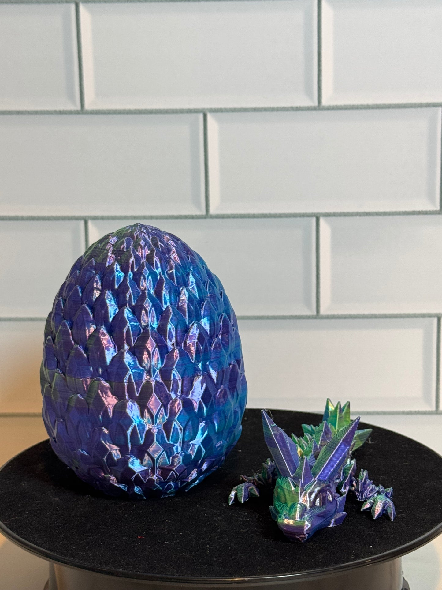 Matching Articulated Dragon + Egg • Flexi Dragon • Articulated • [Crngrw Purple + Blue + Yellow #4]