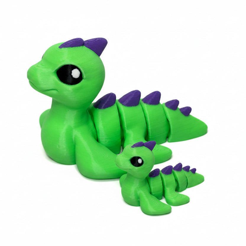 Lochness Monsters with Spikes • Articulated *Larger* Animals • 3D Printed Articulated Animal • Flexi Animals • Pocket Pets • Pocket Pals • Desk Pets