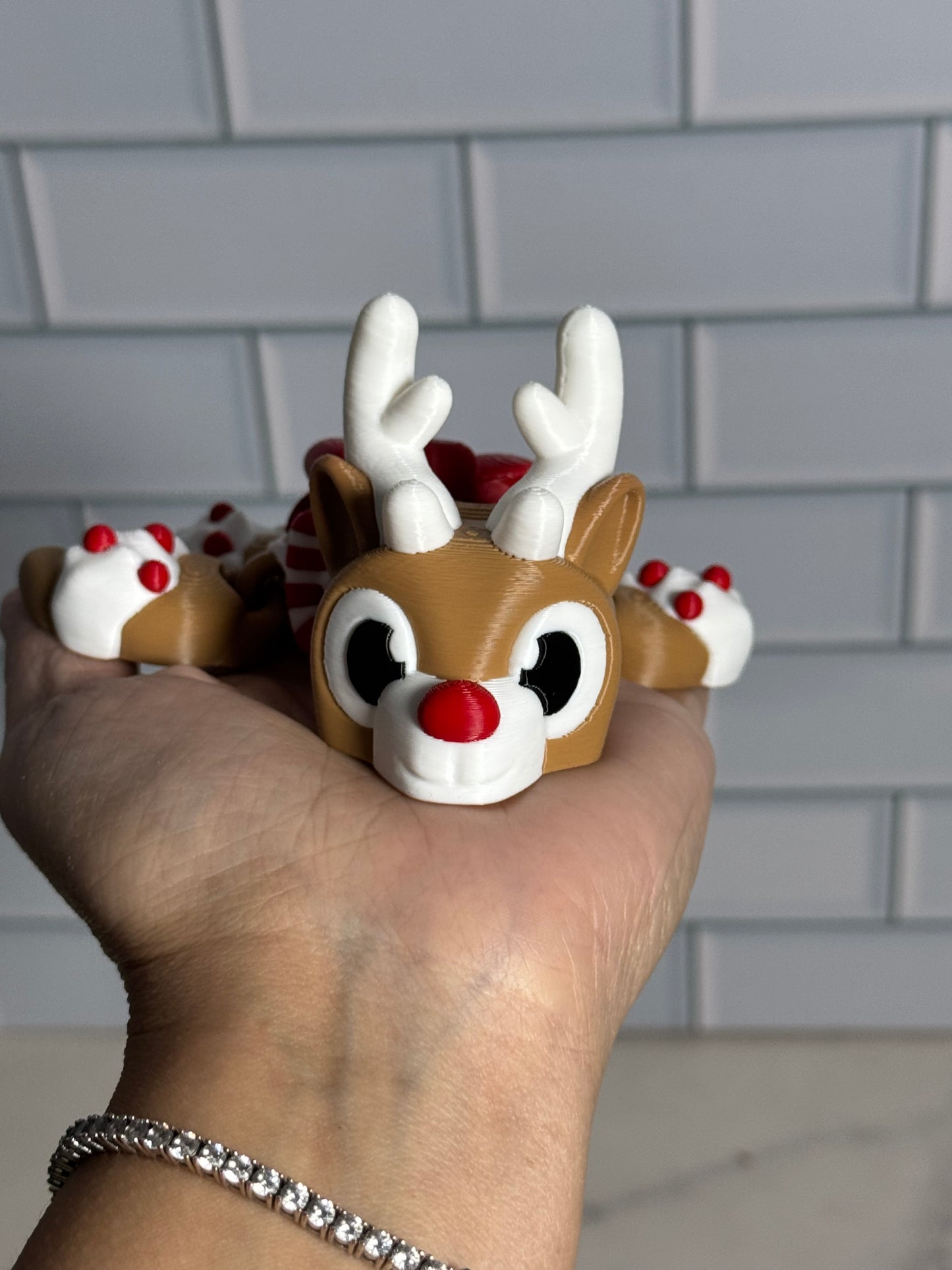 Red Nose Reindeer Articulated Turtle • Articulated Turtle • Flexi Turtle