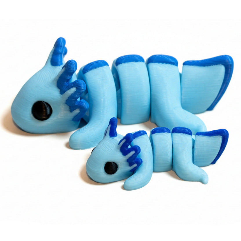 Axolotl (Blue) • Articulated *Larger* Animals • 3D Printed Articulated Animal • Flexi Animals • Pocket Pets • Pocket Pals • Desk Pets [#29]