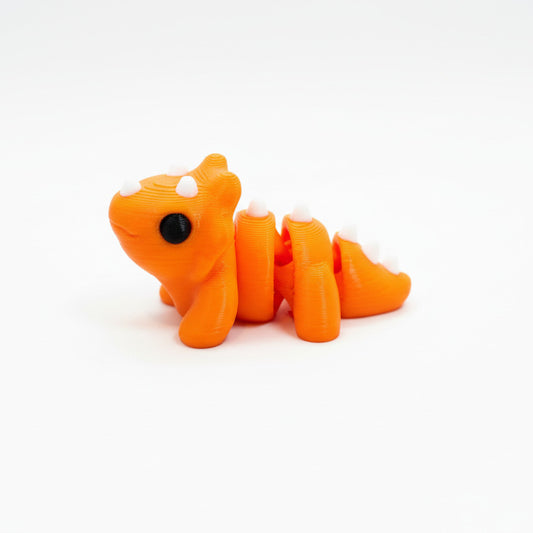 Triceratops Dinosaur (Orange) • Mini 3D Printed Articulated Animal • Flexi Animals • Pocket Pets • Pocket Pals • Desk Pets [#44]
