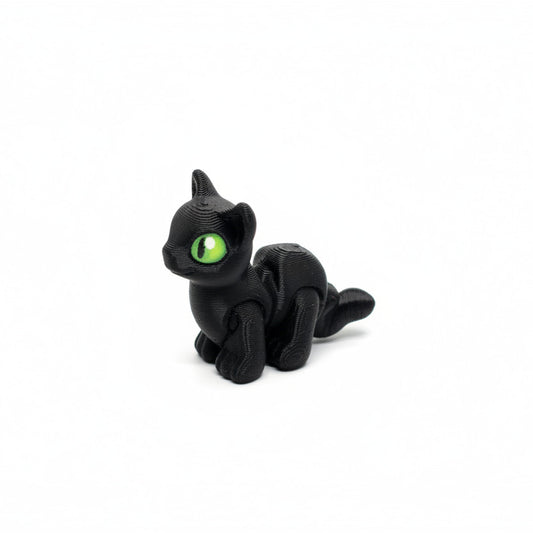 Cat (Black) • Mini 3D Printed Articulated Animal • Flexi Animals • Halloween