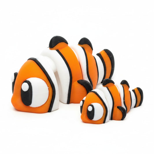 Clown Fish • Articulated *Larger* Animals • 3D Printed Articulated Animal • Flexi Animals • Pocket Pets • Pocket Pals • Desk Pets