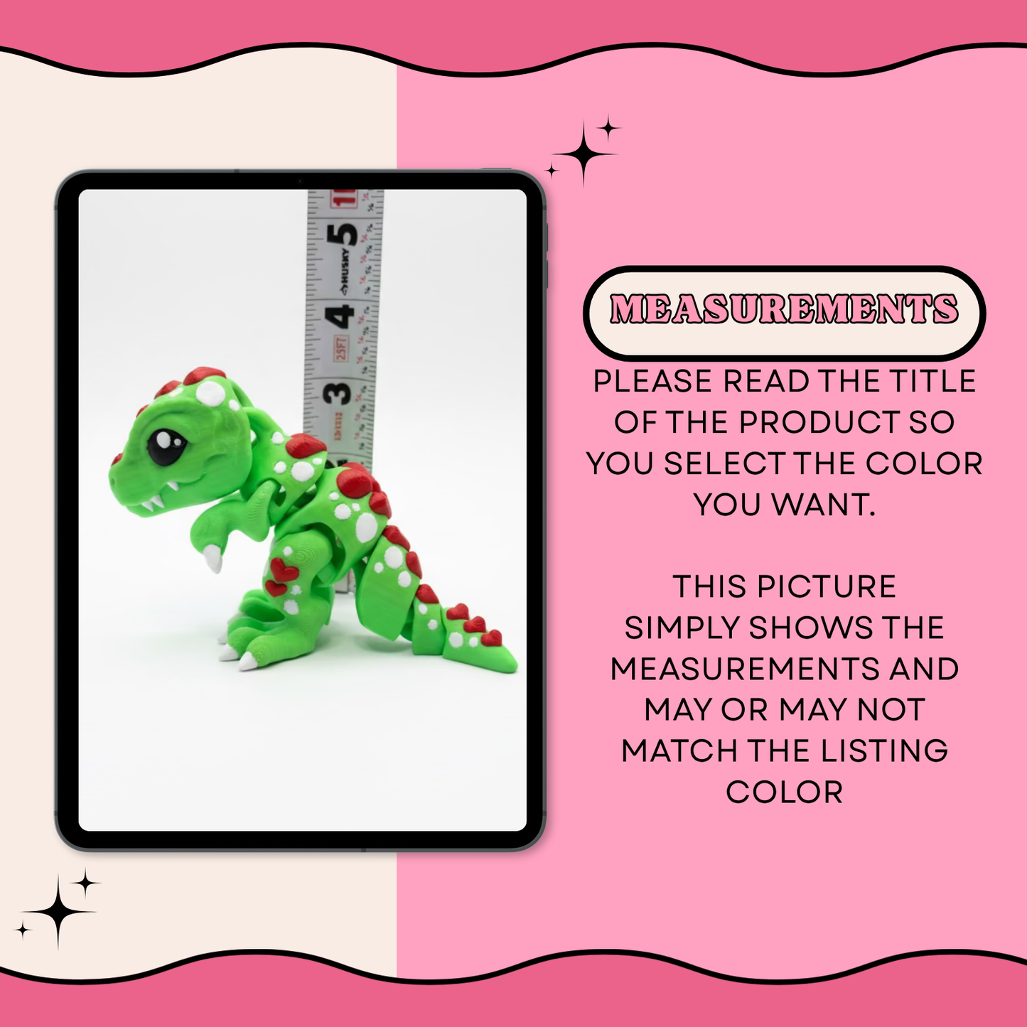 T-Rex Love Dinosaur (Roughly 3 Inches Tall) (Green + Red) • Valentine's Day • Articulated Dinosaur • Flexi Animal • Pocket Pets • Desk Pets*