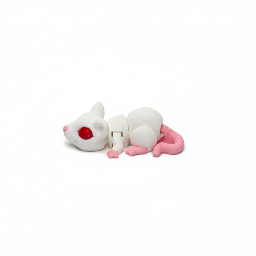 Rat (White with Red Eyes) • Halloween • Mini 3D Printed Articulated Animal • Flexi Animals • Pocket Pets • Pocket Pals • Desk Pets*