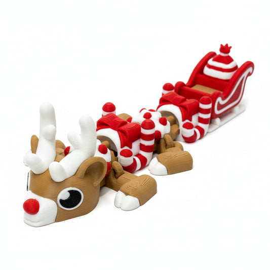 Red Nose Reindeer Mini Dragons (Roughly 6 Inches) • Christmas • Articulated Dragons • Flexi Dragon