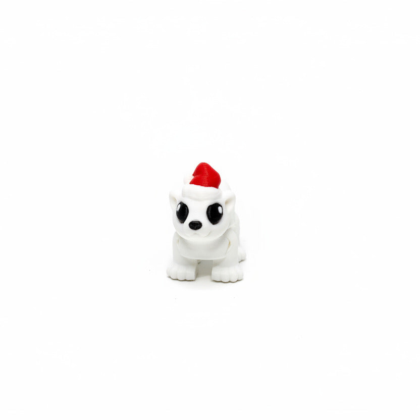 Polar Bear (Santa Hat) • Christmas • Mini 3D Printed Articulated Animal • Flexi Animals • Pocket Pets • Pocket Pals • Desk Pets*