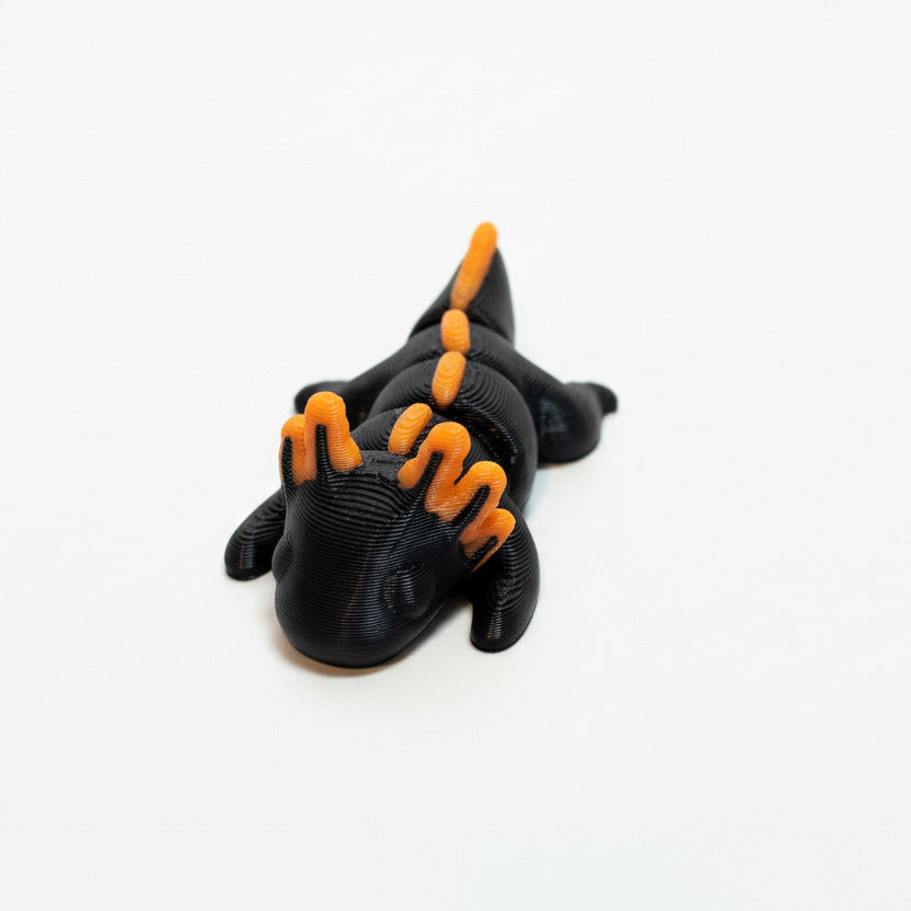 Axolotl (Black and Orange) • Mini 3D Printed Articulated Animal • Flexi Animals • Pocket Pets • Pocket Pals • Desk Pets [#29]*