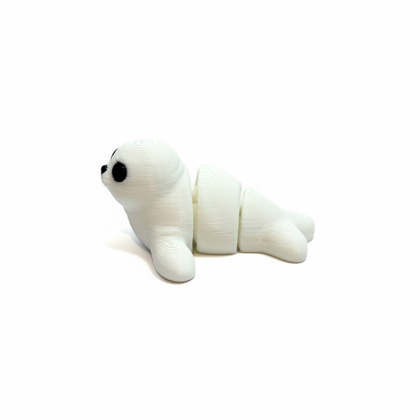 Seal (White) • Mini 3D Printed Articulated Animal • Flexi Animals • Pocket Pets • Pocket Pals • Desk Pets [#51]*
