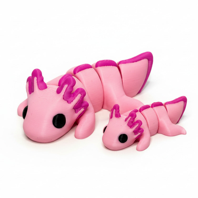 Axolotl (Pink) • Articulated *Larger* Animals • 3D Printed Articulated Animal • Flexi Animals • Pocket Pets • Pocket Pals • Desk Pets [#29]