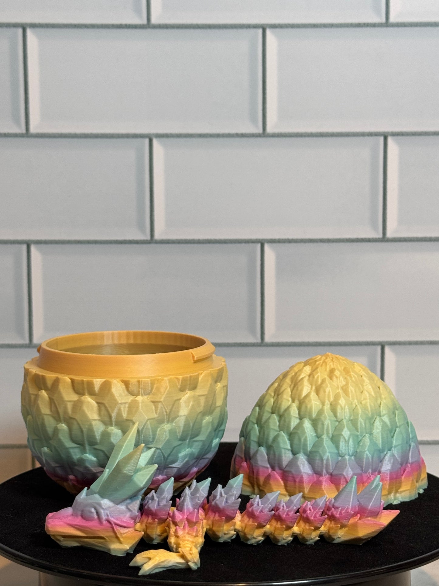 Matching Articulated Dragon + Egg • Flexi Dragon • Articulated • [Rainbow]