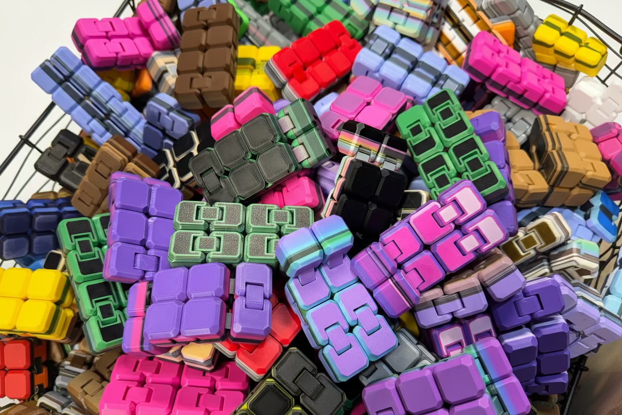 BUNDLE OF 40: Mystery Color 3D-Printed Flushing Fidget - 1.5 inch x 3 inch size - COLORS ARE AT RANDOM