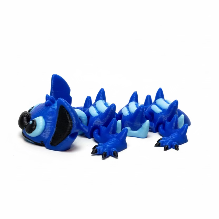 Blue Alien • 626 • Mini 3D Printed Articulated Animal • Flexi Animals • Pocket Pets • Pocket Pals • Desk Pets