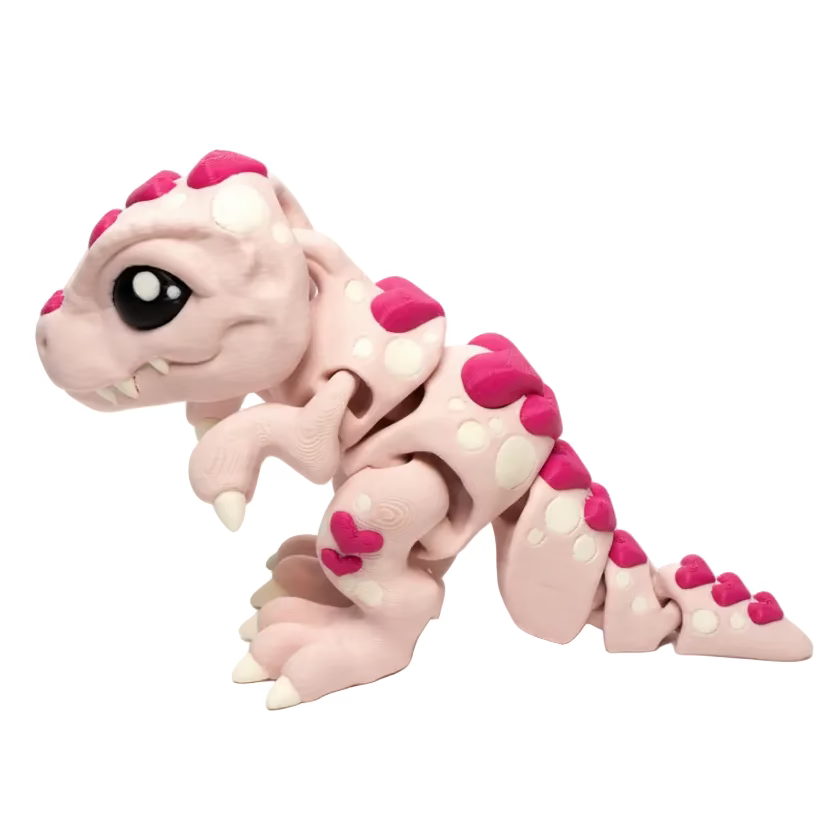 T-Rex Love Dinosaur (Roughly 3 Inches Tall) (Pink + Hot Pink) • Valentine's Day • Articulated Dinosaur • Flexi Animal • Pocket Pets • Desk Pets*