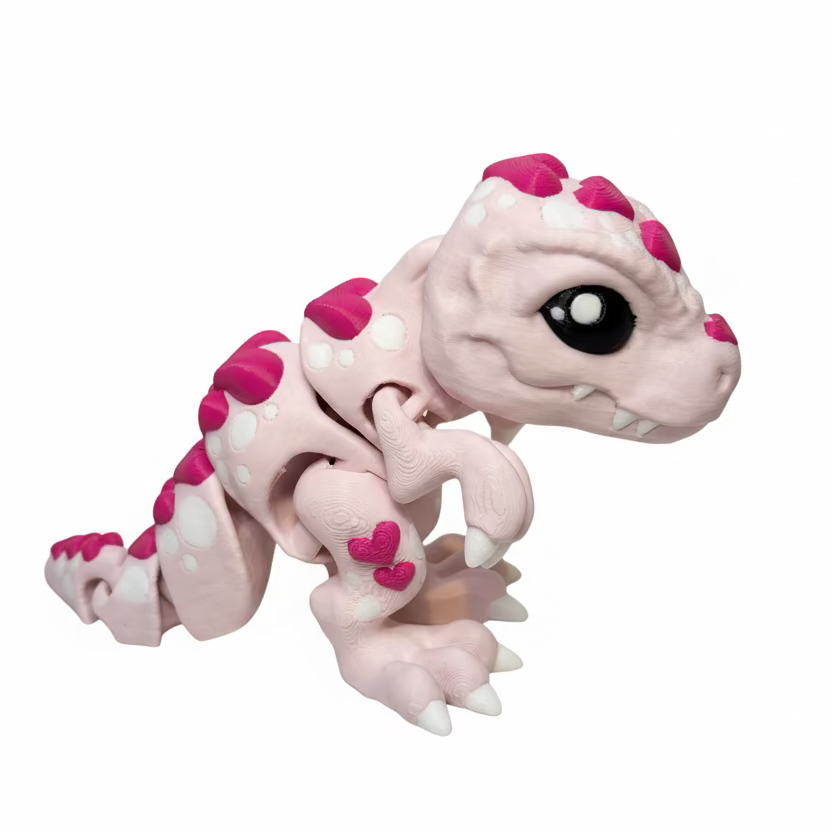 T-Rex Love Dinosaur (Roughly 3 Inches Tall) (Pink + Hot Pink) • Valentine's Day • Articulated Dinosaur • Flexi Animal • Pocket Pets • Desk Pets*