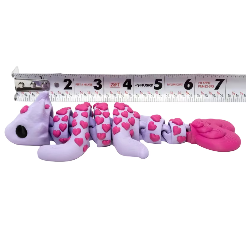 Love Dragon (Roughly 7.5 Inches Long) (Purple + Hot Pink) • Articulated Dragons • Flexi Dragon • Valentine's Day [#14]