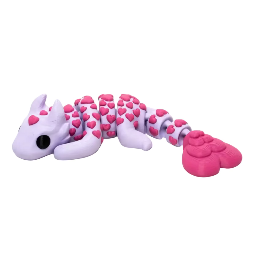 Love Dragon (Roughly 7.5 Inches Long) (Purple + Hot Pink) • Articulated Dragons • Flexi Dragon • Valentine's Day [#14]
